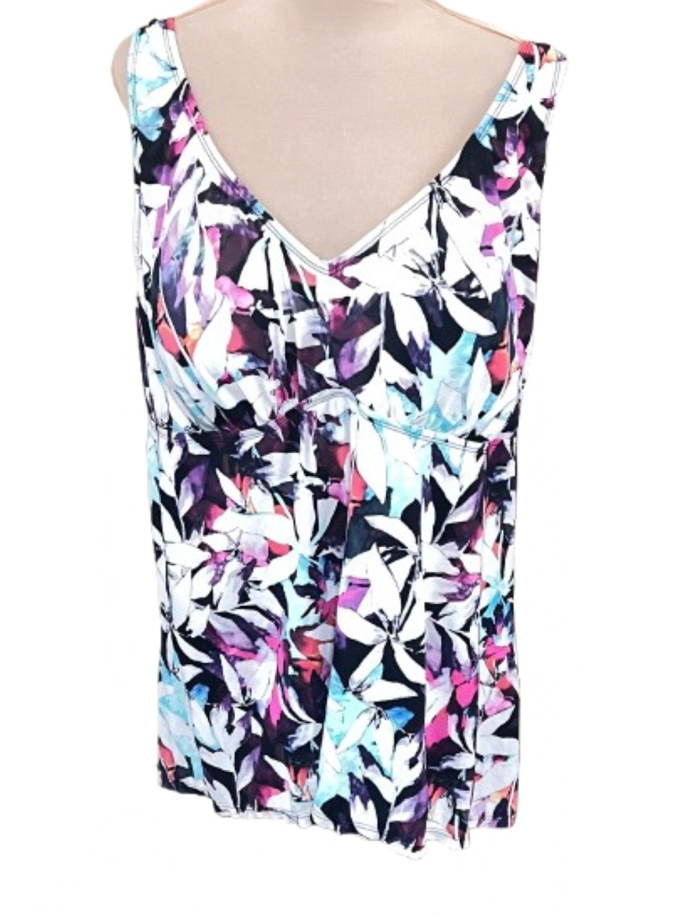 Swimsuits For All Size 24 Multicolor Floral Sleeveless Tankini Vacation Beach